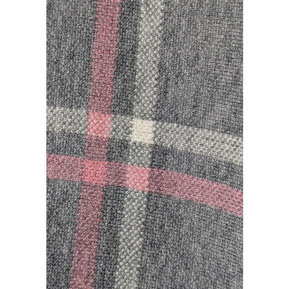 Max Studio Gray Pink Plaid Mock Turtleneck Pullover Knit Womens One Size Poncho - Picture 7 of 12